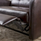 Brown Faux Leather 2-Seater Push-Back Recliner