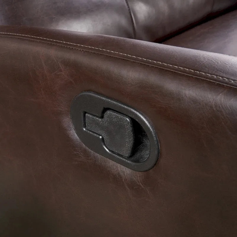 Brown Faux Leather 2-Seater Push-Back Recliner