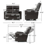 Brown Faux Leather 2-Seater Push-Back Recliner