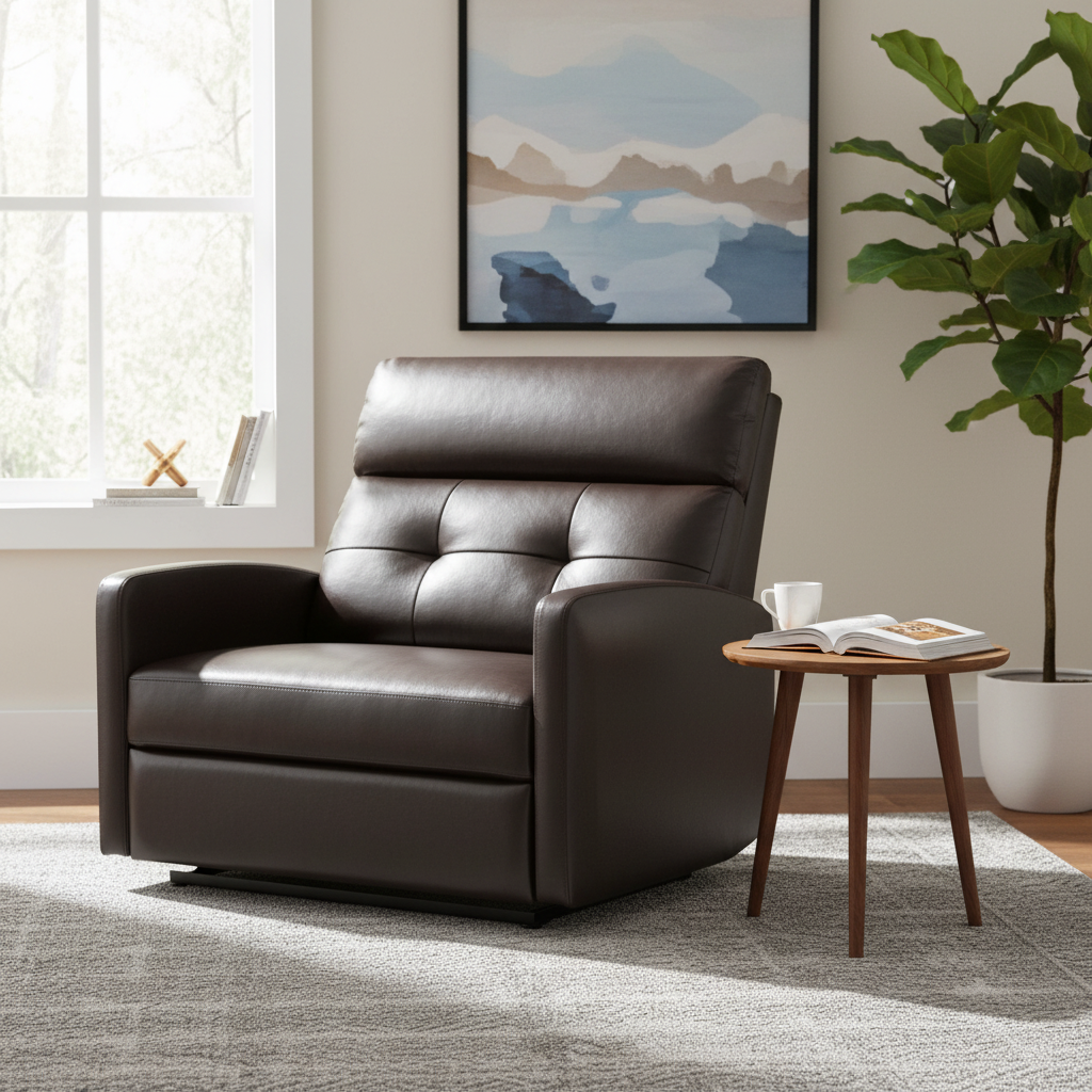 Brown Faux Leather 2-Seater Push-Back Recliner
