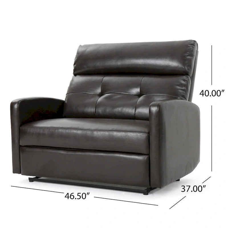 Brown Faux Leather 2-Seater Push-Back Recliner