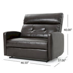 Brown Faux Leather 2-Seater Push-Back Recliner