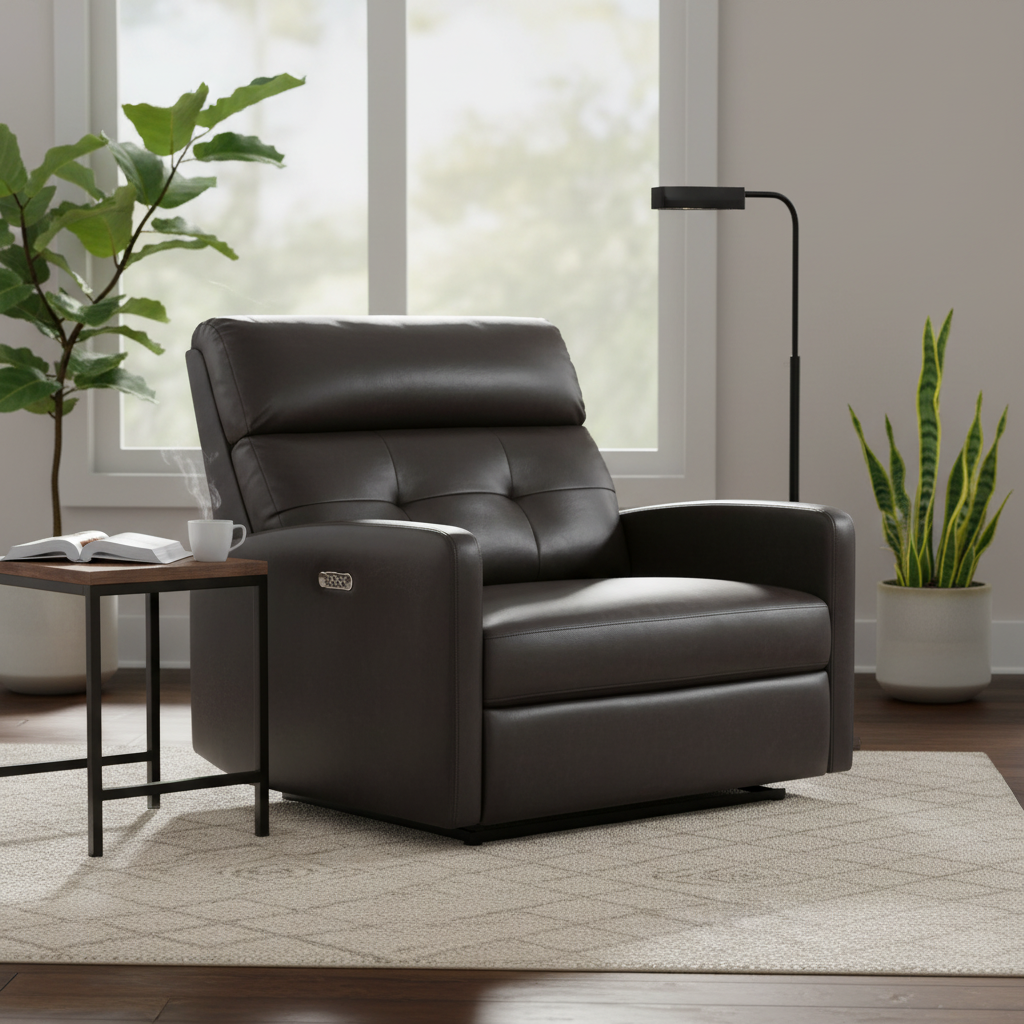 Brown Faux Leather 2-Seater Push-Back Recliner