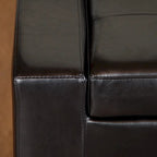 Storage Ottoman Bench - Black Leather - Espresso Legs