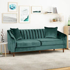 Contemporary Velvet 3-Seat Sofa with Channel Tufting