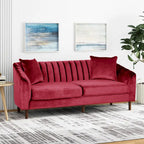Contemporary Velvet 3-Seat Sofa with Channel Tufting