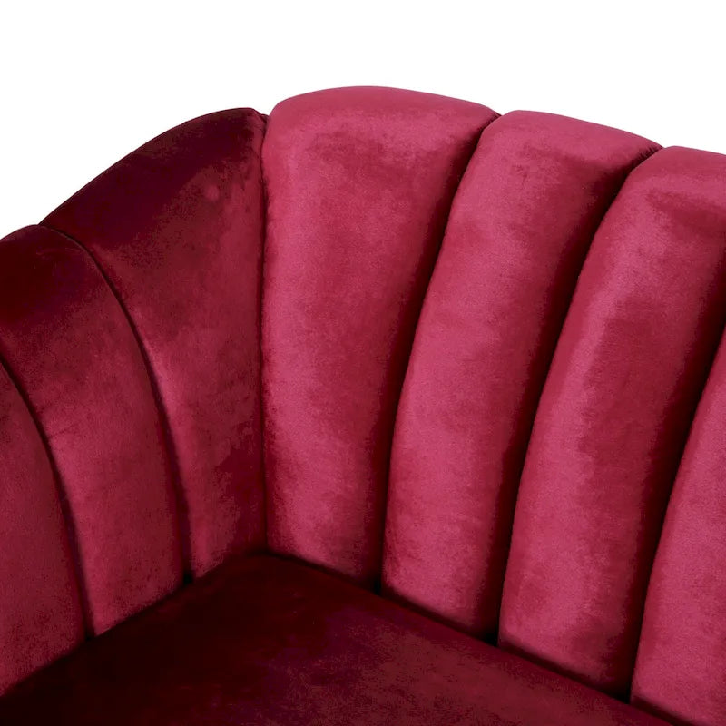 Contemporary Velvet 3-Seat Sofa with Channel Tufting