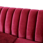 Contemporary Velvet 3-Seat Sofa with Channel Tufting