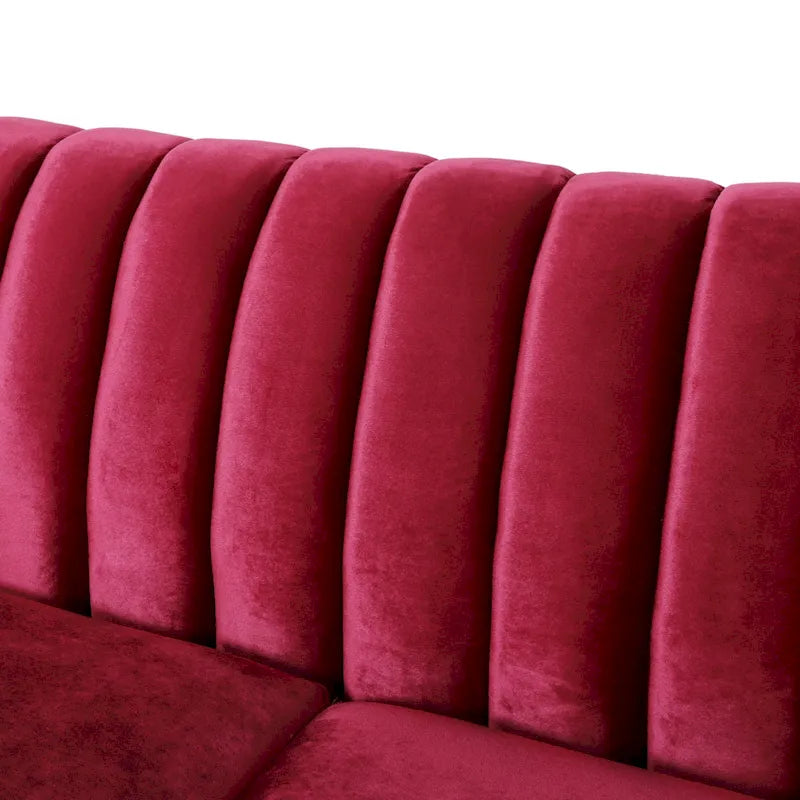Contemporary Velvet 3-Seat Sofa with Channel Tufting