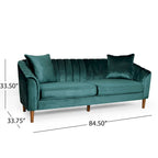 Contemporary Velvet 3-Seat Sofa with Channel Tufting