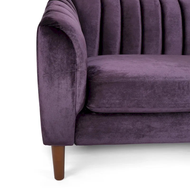 Contemporary Velvet 3-Seat Sofa with Channel Tufting