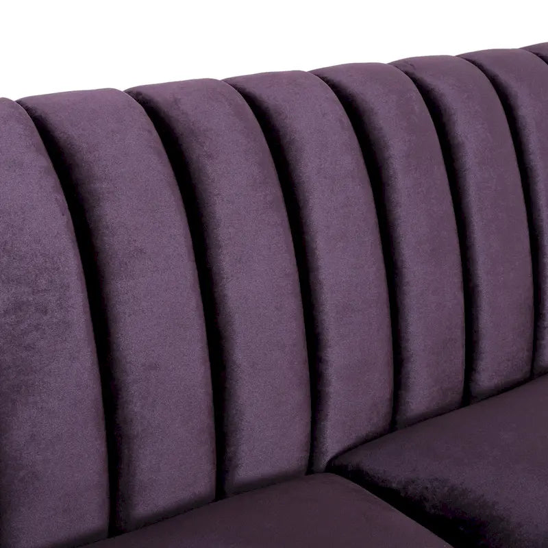 Contemporary Velvet 3-Seat Sofa with Channel Tufting