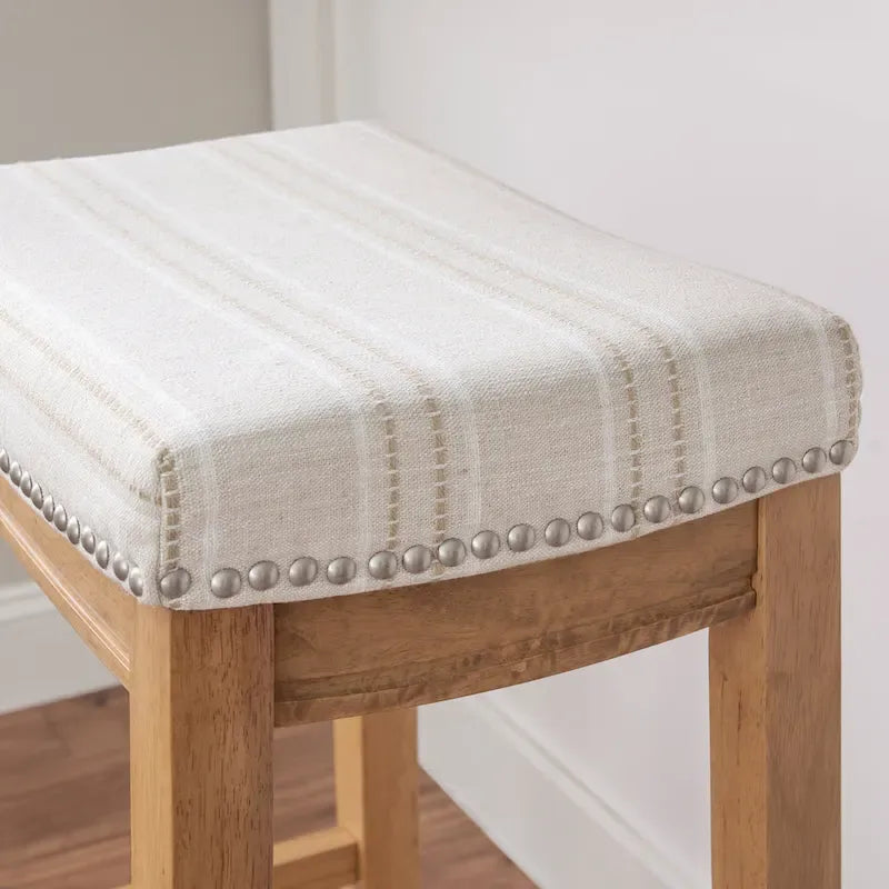 Linon Willamette Rustic Striped Cream Bar Stool
