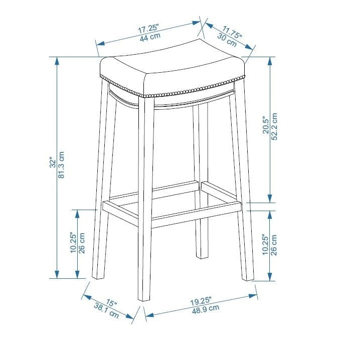 Linon Willamette Rustic Striped Cream Bar Stool
