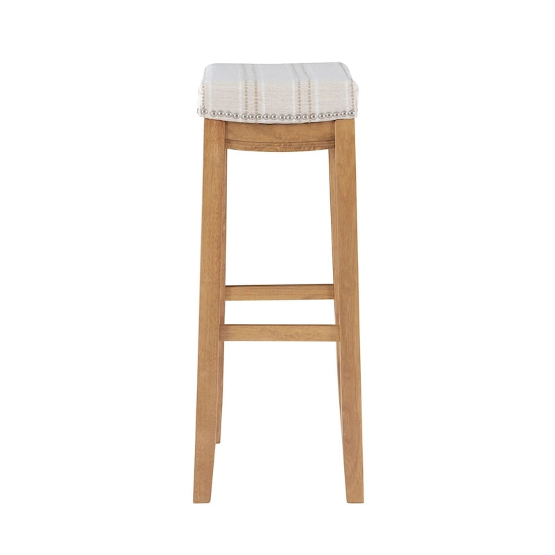 Linon Willamette Rustic Striped Cream Bar Stool