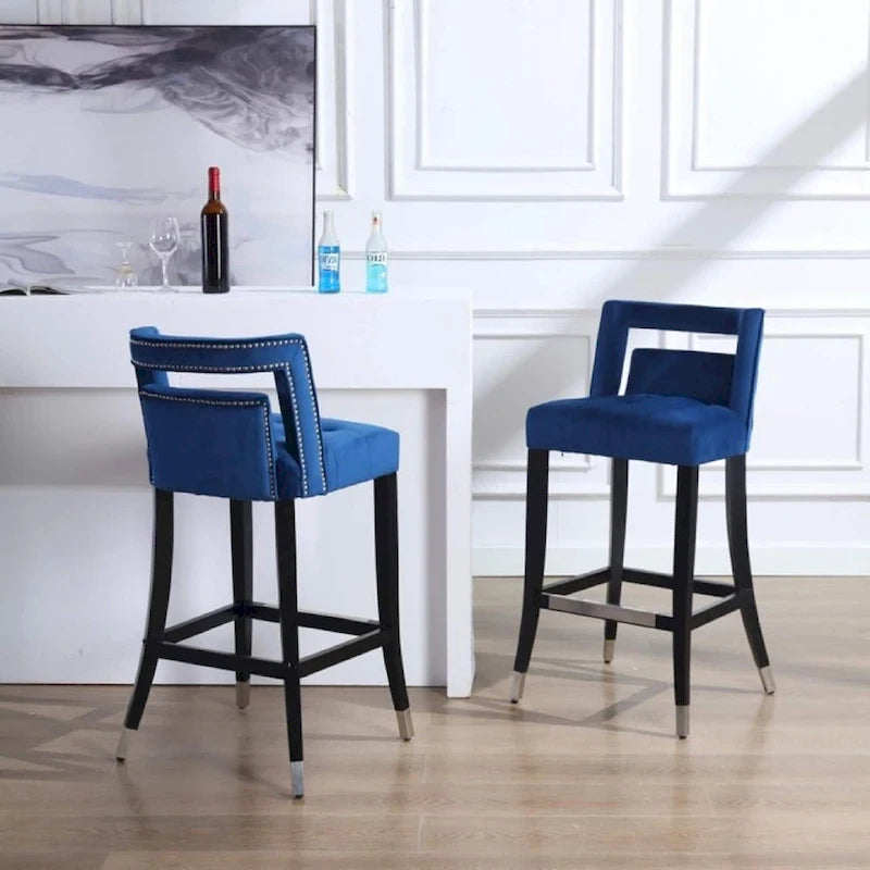 Suede Velvet Barstool with nailheads Dining Room Chair