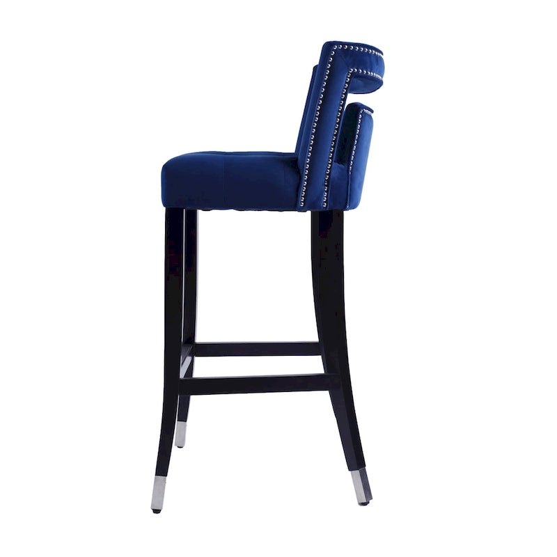 Suede Velvet Barstool with nailheads Dining Room Chair