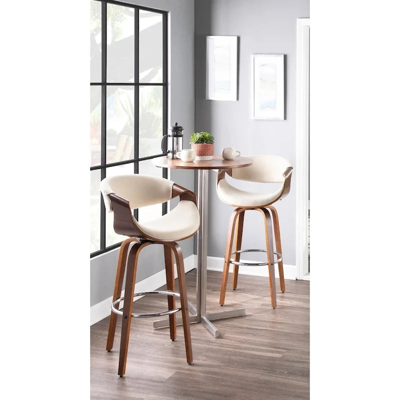 Carson Carrington Sauda 30 Fixed-Height Bar Stool with Bent Wood Legs and Round Footrest (Set of 2)