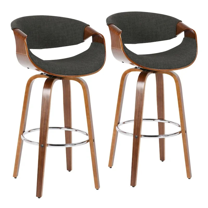 Carson Carrington Sauda 30 Fixed-Height Bar Stool with Bent Wood Legs and Round Footrest (Set of 2)