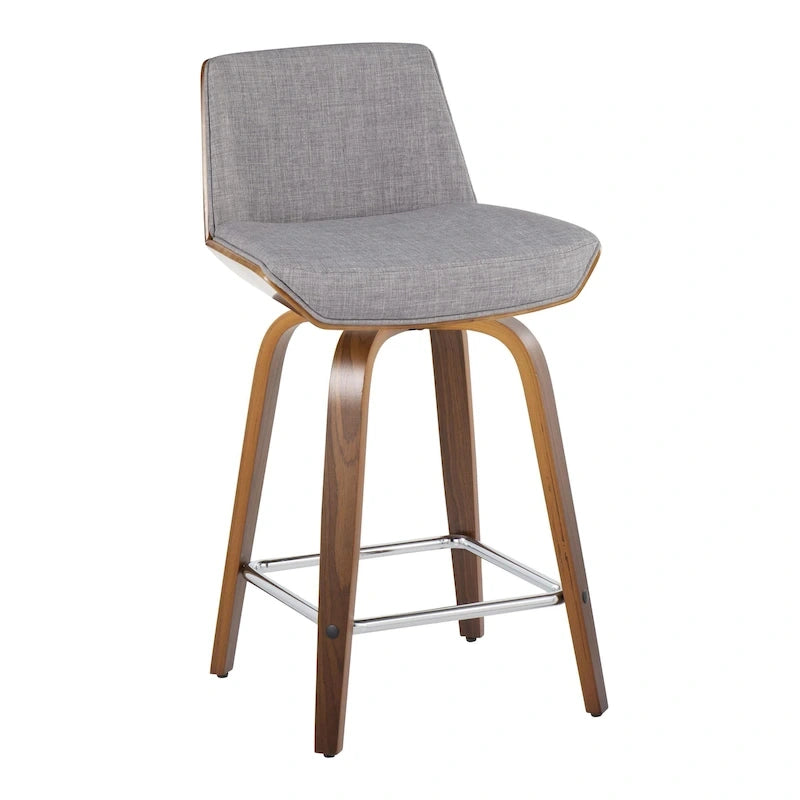 Carson Carrington Clemens 24 Fixed-Height Counter Stool with Bent Wood Legs & Square Footrest (Set of 2)
