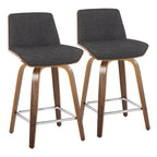 Carson Carrington Clemens 24 Fixed-Height Counter Stool with Bent Wood Legs & Square Footrest (Set of 2)