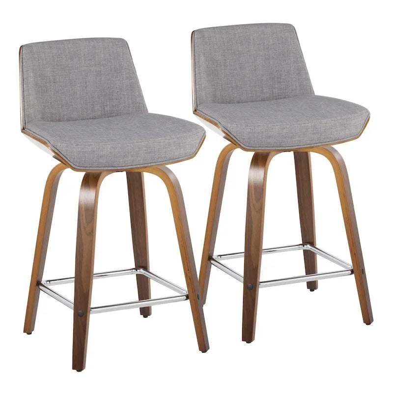 Carson Carrington Clemens 24 Fixed-Height Counter Stool with Bent Wood Legs & Square Footrest (Set of 2)