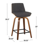 Carson Carrington Clemens 24 Fixed-Height Counter Stool with Bent Wood Legs & Square Footrest (Set of 2)