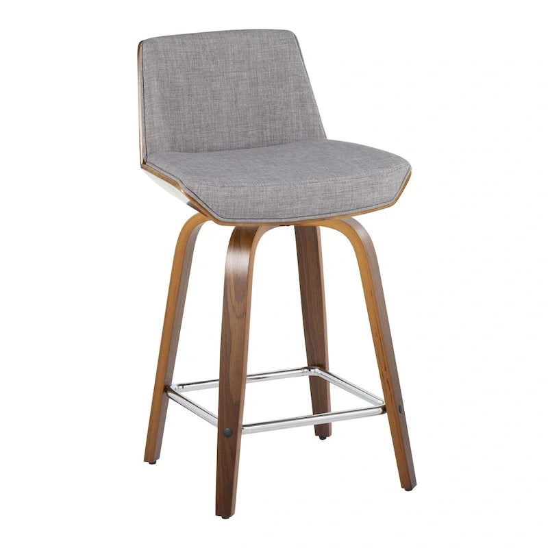 Carson Carrington Clemens 24 Fixed-Height Counter Stool with Bent Wood Legs & Square Footrest (Set of 2)
