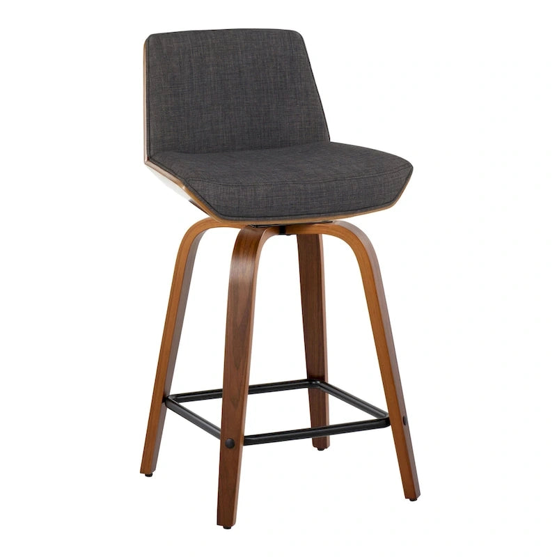 Carson Carrington Clemens 24 Fixed-Height Counter Stool with Bent Wood Legs & Square Footrest (Set of 2)