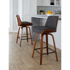 Carson Carrington Clemens 24 Fixed-Height Counter Stool with Bent Wood Legs & Square Footrest (Set of 2)
