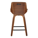 Carson Carrington Clemens 24 Fixed-Height Counter Stool with Bent Wood Legs & Square Footrest (Set of 2)