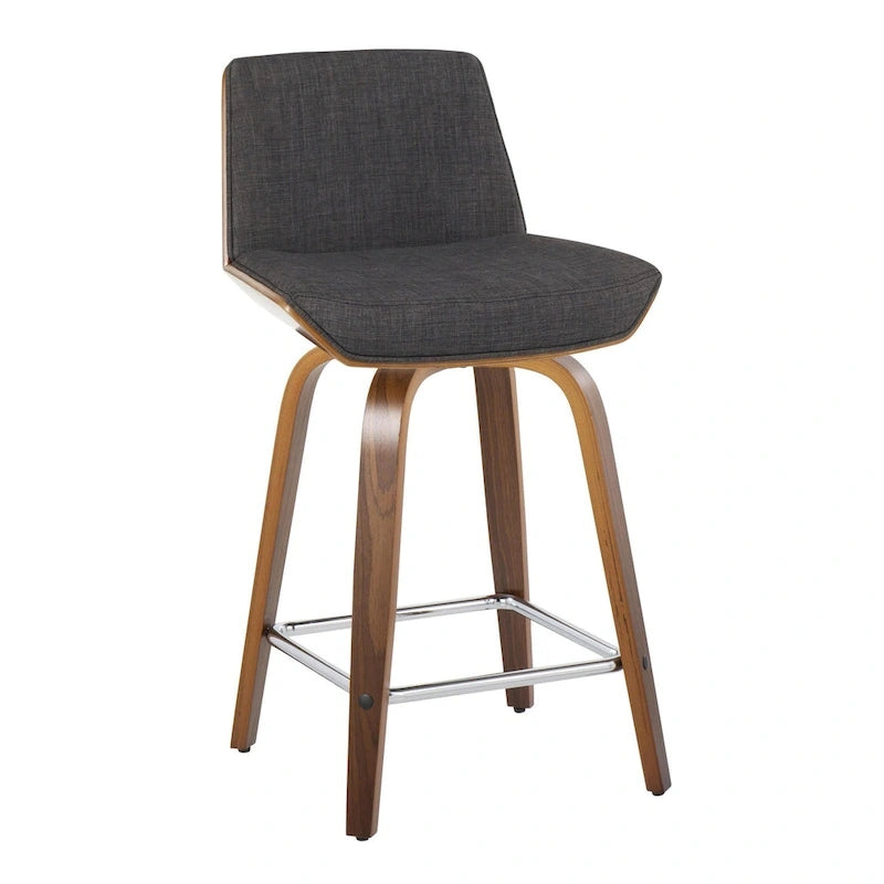Carson Carrington Clemens 24 Fixed-Height Counter Stool with Bent Wood Legs & Square Footrest (Set of 2)