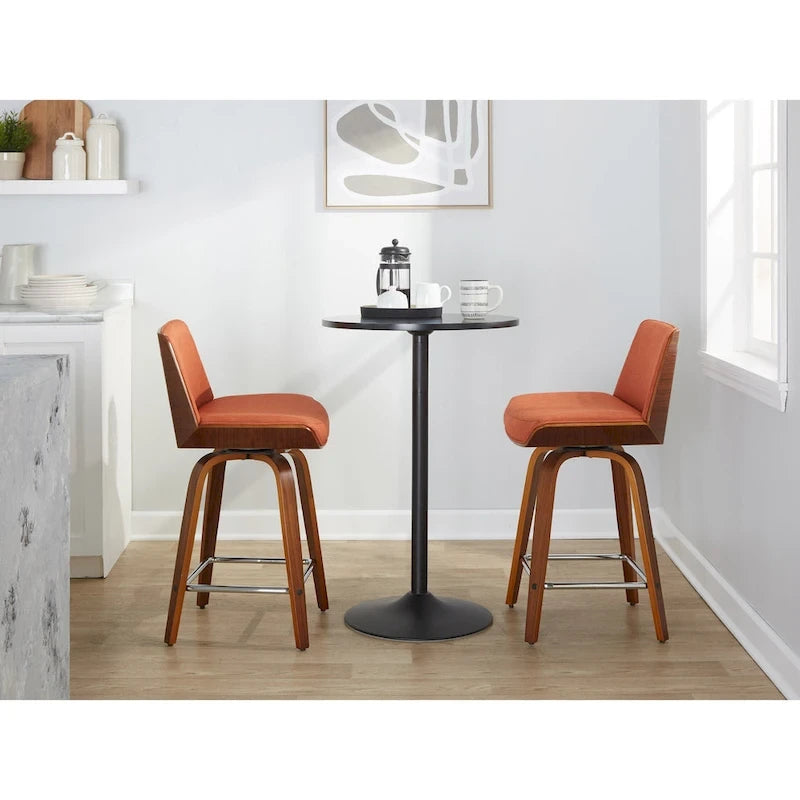 Carson Carrington Clemens 24 Fixed-Height Counter Stool with Bent Wood Legs & Square Footrest (Set of 2)