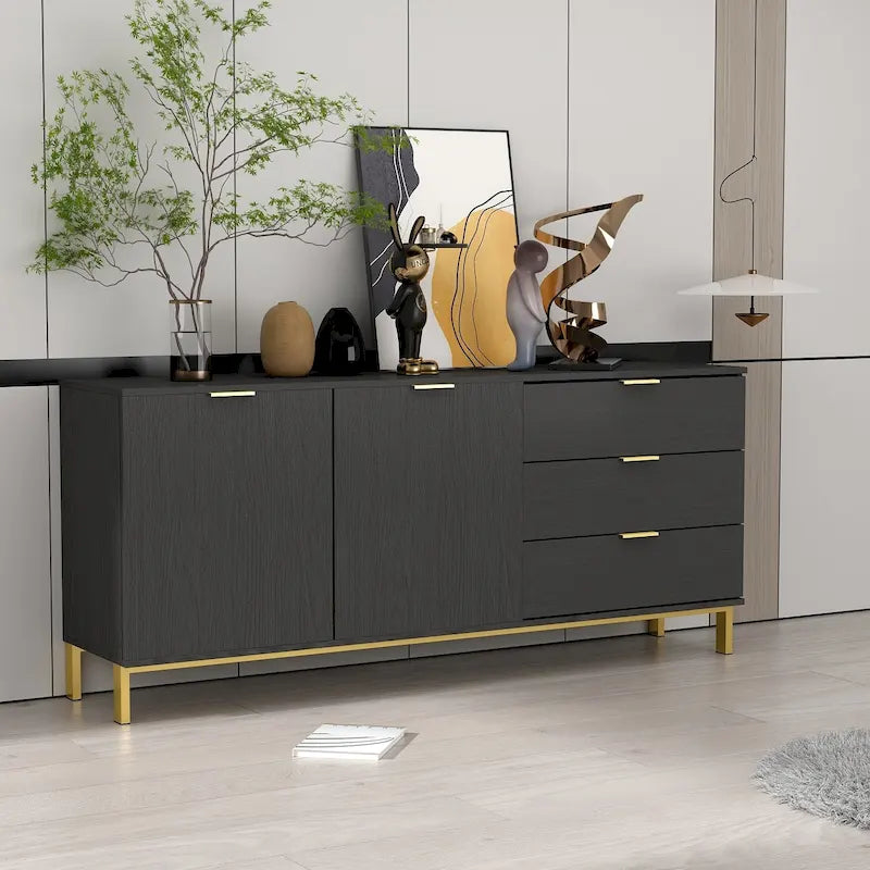 Timechee Mid-century Modern Dresser with Gold Legs
