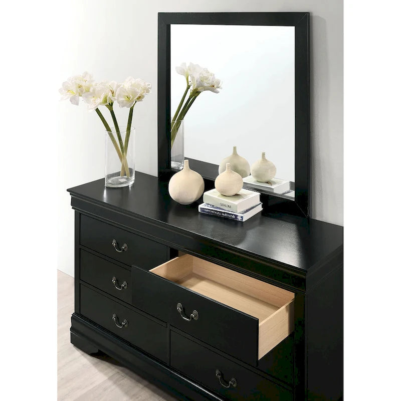 Lavina Transitional 2-piece 8-Drawer Solid Wood Dresser and Mirror Set by Furniture of America