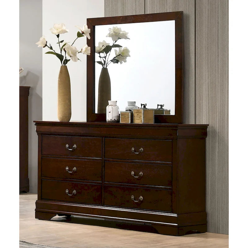 Lavina Transitional 2-piece 8-Drawer Solid Wood Dresser and Mirror Set by Furniture of America