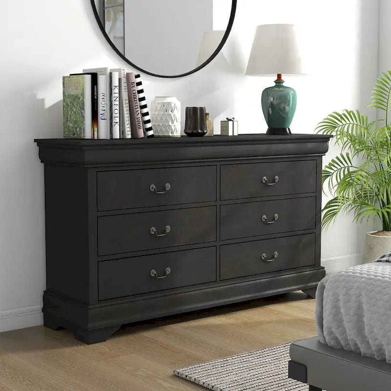 Lavina Transitional 2-piece 8-Drawer Solid Wood Dresser and Mirror Set by Furniture of America