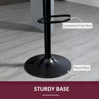 HOMCOM Adjustable Bar Stools Set of 2, Velvet Counter Height Barstool, Upholstered Kitchen Stool with Swivel Seat, Steel Frame