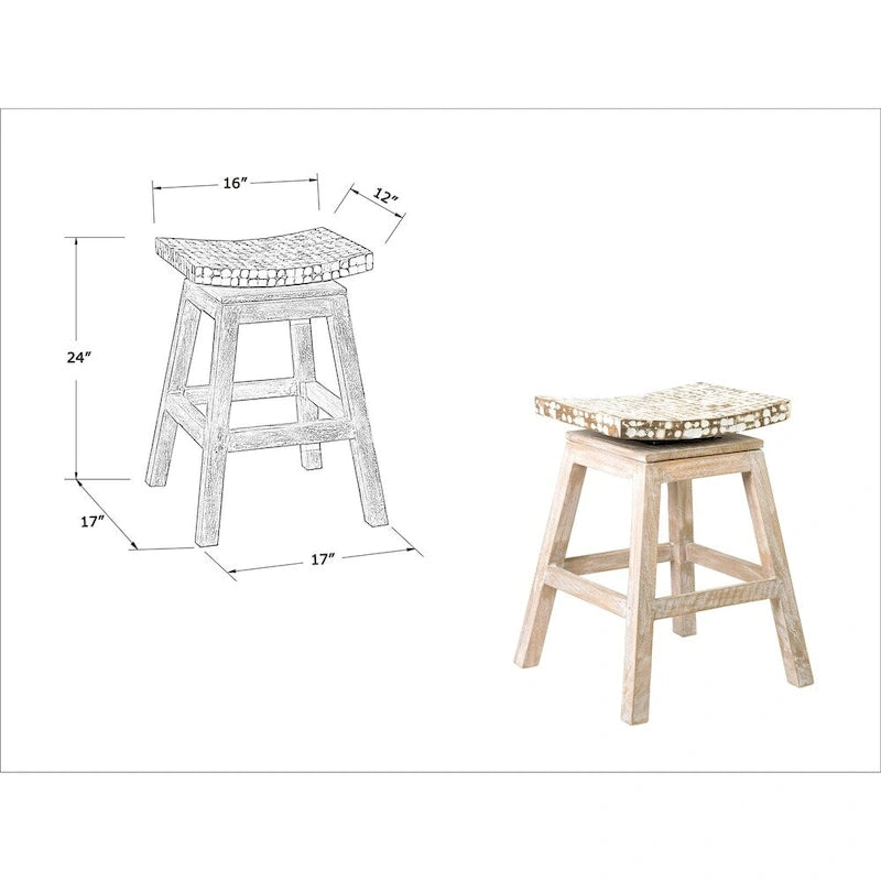 White Coconut Shell Swivel Counter Stool by East at Main