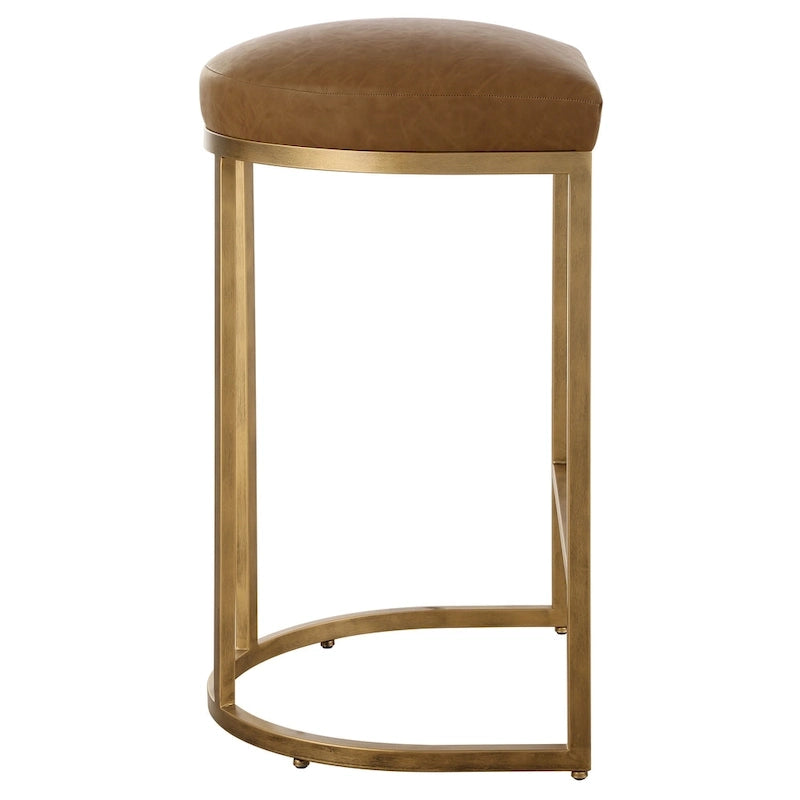 Counter Stool - Gold & Camel - Half-Moon Base