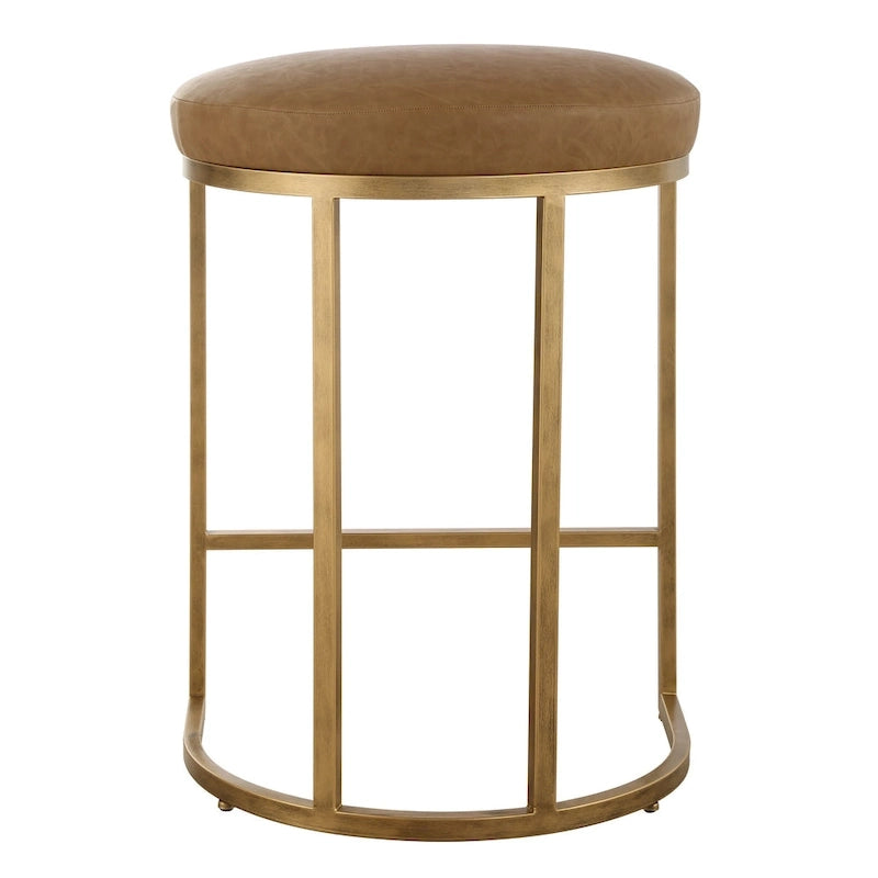Counter Stool - Gold & Camel - Half-Moon Base