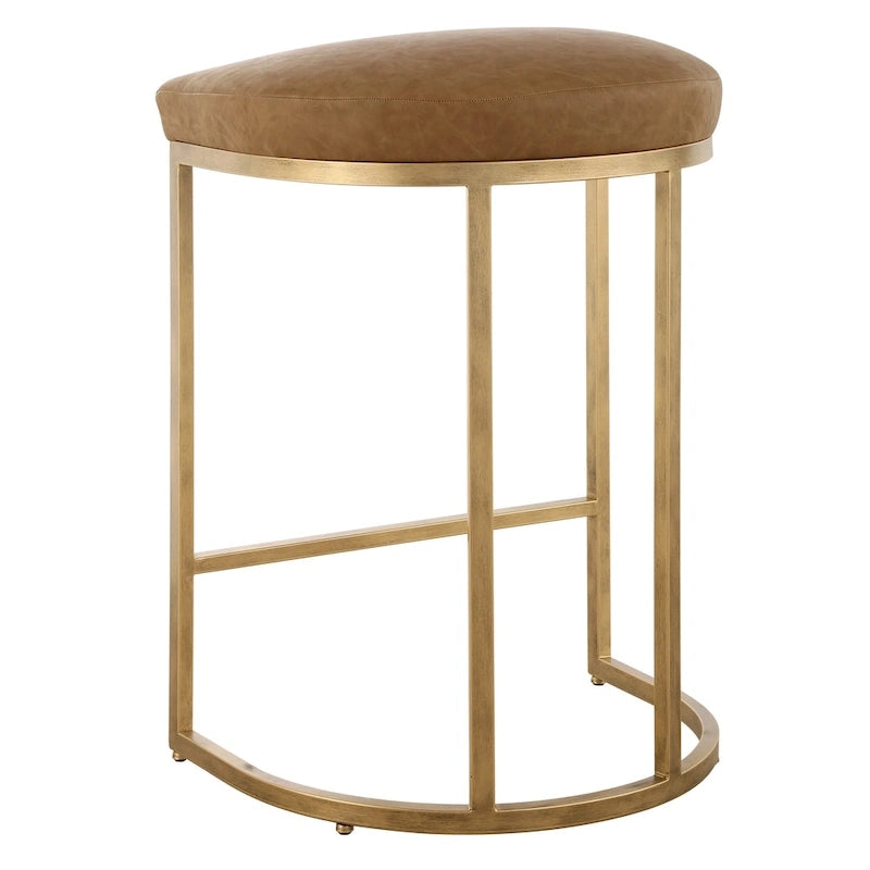 Counter Stool - Gold & Camel - Half-Moon Base