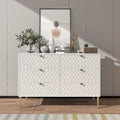 Dresser - 6 Drawers - Gold Legs with Honeycomb Pattern