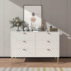 Dresser - 6 Drawers - Gold Legs with Honeycomb Pattern