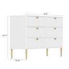 Dresser - 6 Drawers - Gold Legs with Honeycomb Pattern