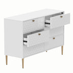 Dresser - 6 Drawers - Gold Legs with Honeycomb Pattern