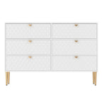 Dresser - 6 Drawers - Gold Legs with Honeycomb Pattern