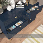 Dresser - 6 Drawers - Gold Legs with Honeycomb Pattern