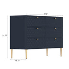 Dresser - 6 Drawers - Gold Legs with Honeycomb Pattern