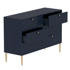 Dresser - 6 Drawers - Gold Legs with Honeycomb Pattern